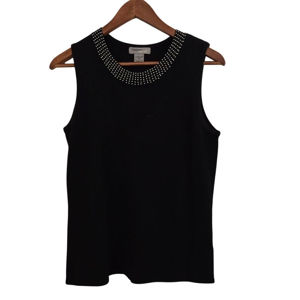 Vintage 90s Black Whimsigoth Sleeveless Top With Silver Stud Detailing Medium